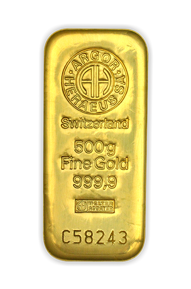Zlatý slitek 500 g Argor-Heraeus